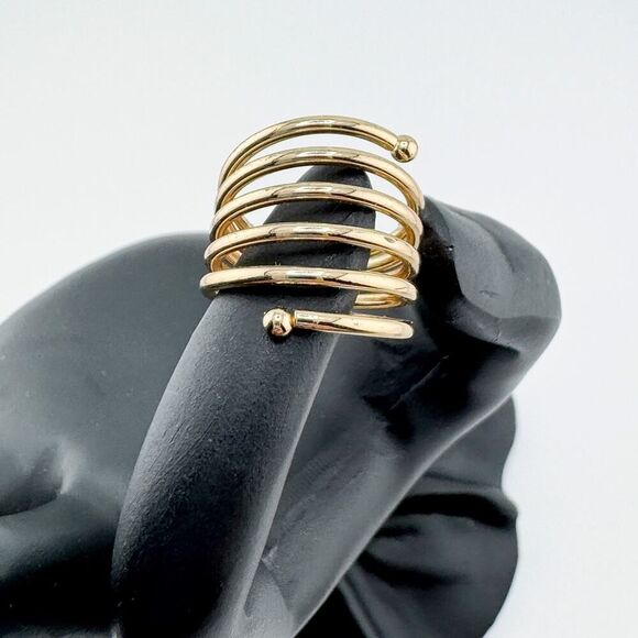 Vintage Gold-Tone Spiral Ring Statement Timeless Minimalist Preppy Modern - Picture 2 of 8